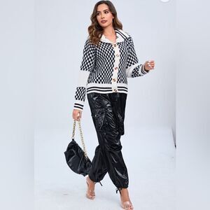015. DALIA CHECKER BUTTON SWEATER